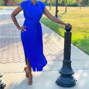 NWT Cushnie for Target tie front blue shirt dress